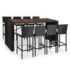 vidaXL Ensemble de bar d'ext&eacute;rieur 9 pcs R&eacute;sine tress&eacute;e et acacia Noir