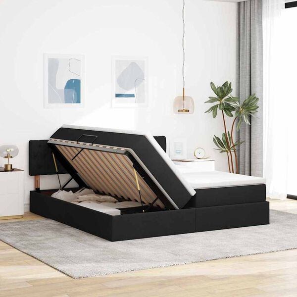 vidaXL Lit de Rangement Noir 200 x 200 cm Cuir synth&eacute;tique
