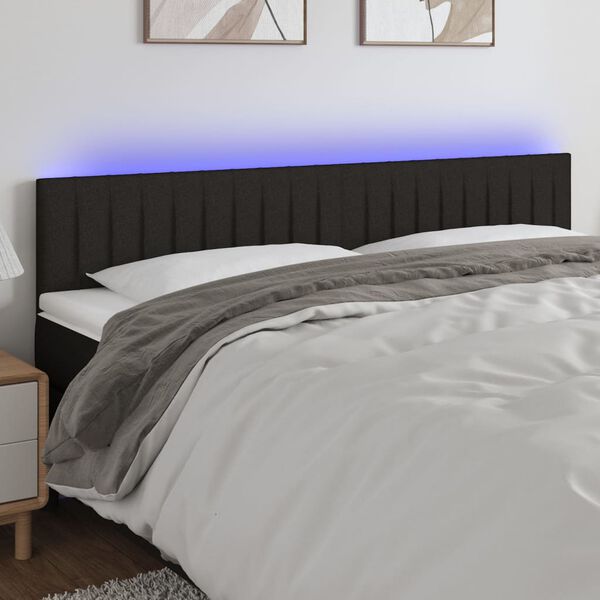 vidaXL T&ecirc;te de lit &agrave; LED Noir 180x5x78/88 cm Tissu