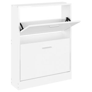 vidaXL Armoire &agrave; chaussure Blanc brillant 59x17x81 cm Bois ing&eacute;nierie