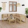 vidaXL Salon de jardin 6 pcs avec coussins beige