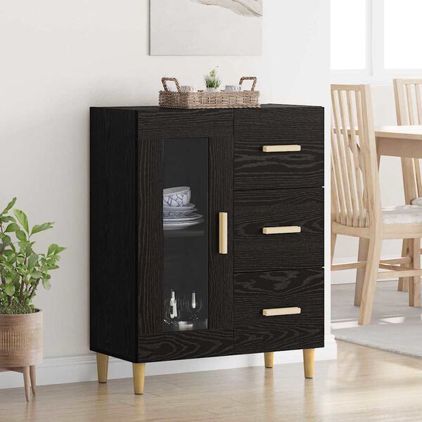 vidaXL Buffet Ch&ecirc;ne noir 69,5 x 34 x 90 cm Bois d'ing&eacute;nierie