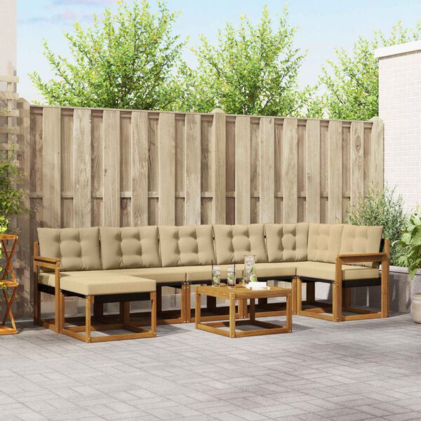 vidaXL Ensemble de canap&eacute;s d'ext&eacute;rieur 8 pcs Naturel et Beige