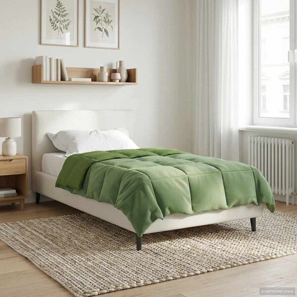 vidaXL Duvet d'&eacute;t&eacute; simple Matelass&eacute; Vert 135 x 220 cm Microfibre