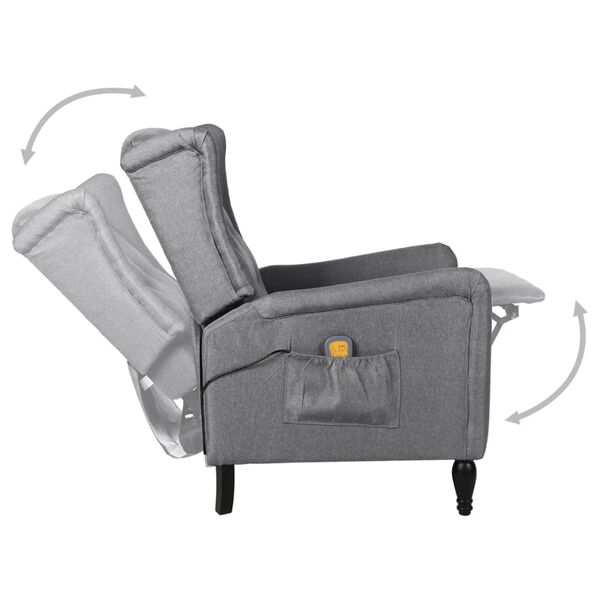 vidaXL Fauteuil de massage inclinable Gris clair Tissu