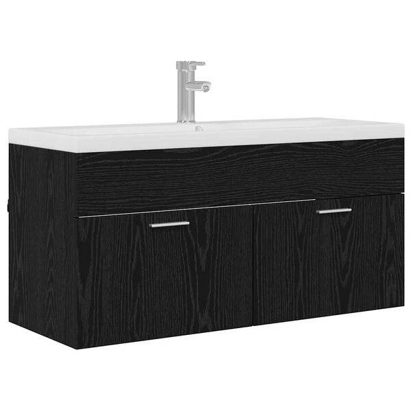 vidaXL Armoire de salle de bain Ch&ecirc;ne noir 100 x 38,5 x 46 cm