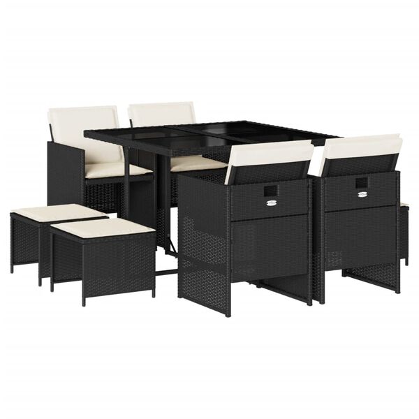 vidaXL Ensemble à manger de jardin 11pcs avec coussins gris poly rotin