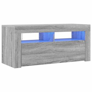 vidaXL Meuble TV avec lumi&egrave;res LED Sonoma gris 90x35x40 cm