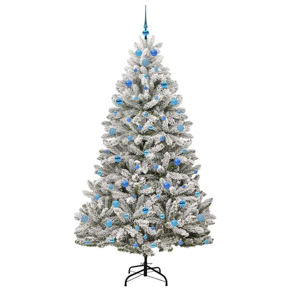 vidaXL Sapin de No&euml;l artificiel Vert et blanc 210 cm PVC et m&eacute;tal