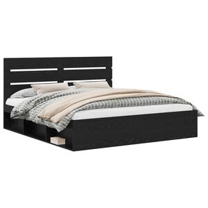 vidaXL Cadre de lit Noir 200 x 200 cm Bois de pin massif