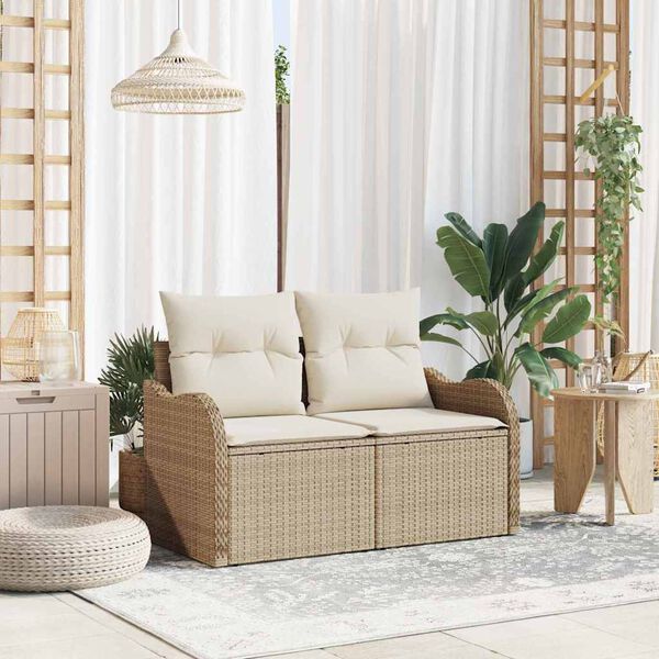 vidaXL Canap&eacute; de jardin avec coussin Beige 121 x 62 x 69cm polyrotin