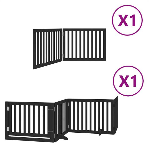 vidaXL Barri&egrave;re pour chien porte pliable 6 panneaux noir bois peuplier