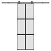 vidaXL Porte coulissante kit de quincaillerie tremp&eacute; verre aluminium