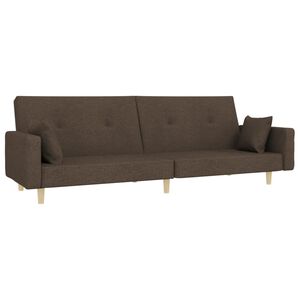 vidaXL Canap&eacute;-lit &agrave; 2 places avec deux oreillers taupe tissu