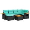 vidaXL Salon de jardin 7 pcs avec coussins noir r&eacute;sine tress&eacute;e
