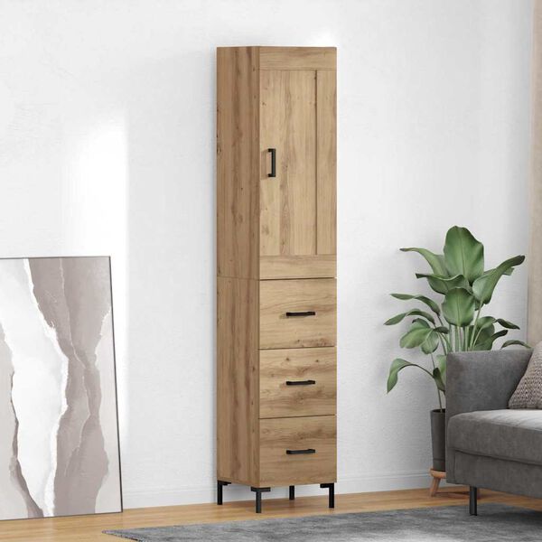 vidaXL Haut Armoire avec tiroir Ch&ecirc;ne artisanal 34,5 x 34 x 180 cm