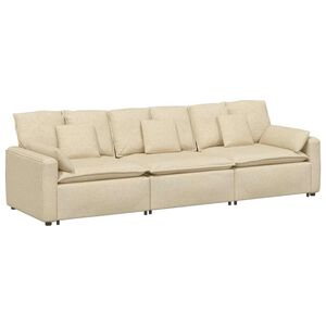 vidaXL Canap&eacute; modulable avec coussins couleur cr&egrave;me