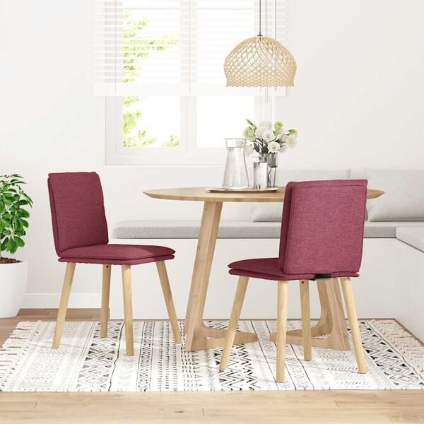 vidaXL Chaises à manger lot de 2 rouge bordeaux tissu