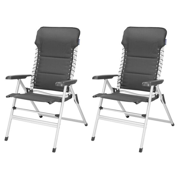 Campart Travel Chaises de camping lot de 2 Novara Gris 68x43,5x120 cm