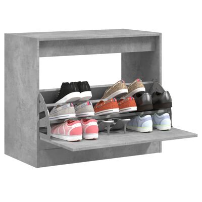 vidaXL Armoire à chaussures gris béton 80x42x69 cm bois d'ingénierie