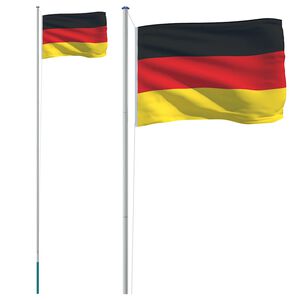 vidaXL Drapeau de l'Allemagne et m&acirc;t 6,08 m Aluminium