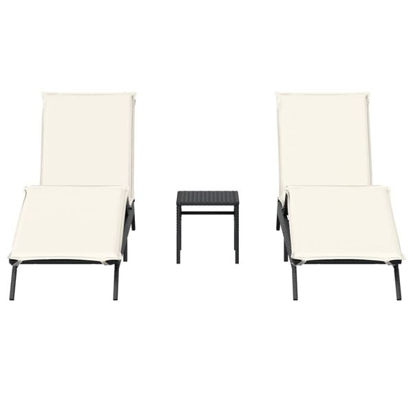 vidaXL Chaises longues lot de 2 avec table noir résine tressée