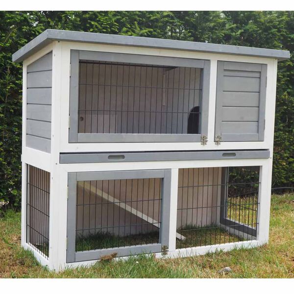 @Pet Clapier d'ext&eacute;rieur Benji 115x48x92 cm Bois Gris et blanc
