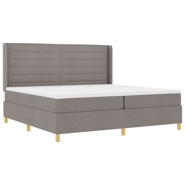 vidaXL Lit &agrave; ressorts avec matelas Taupe 200 x 200 cm tissu