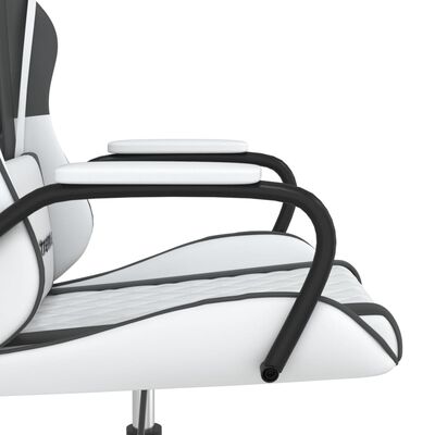 vidaXL Chaise de jeu de massage Blanc et noir Similicuir