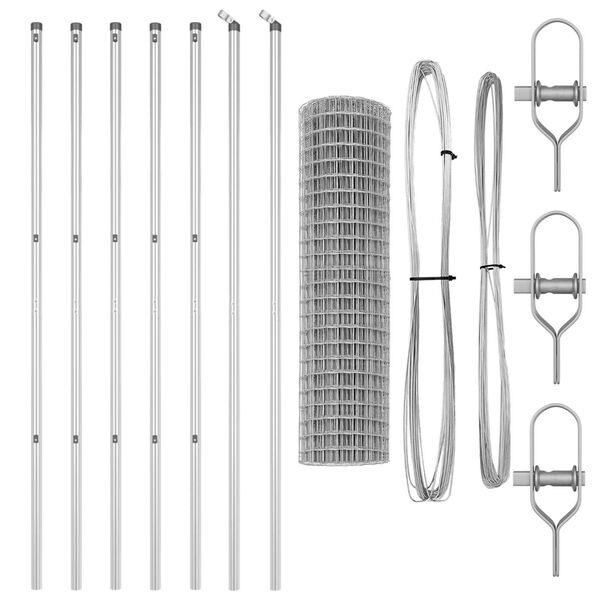 vidaXL Cl&ocirc;ture avec poteau Argent&eacute; 1 x 10 m Acier et PVC