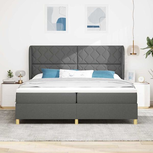 vidaXL Lit &agrave; ressorts avec matelas gris fonc&eacute; 90x190 cm Gris fonc&eacute;