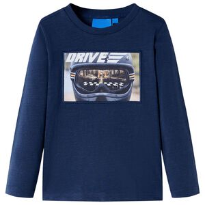 T-shirt enfants manches longues m&eacute;lange bleu marine 104