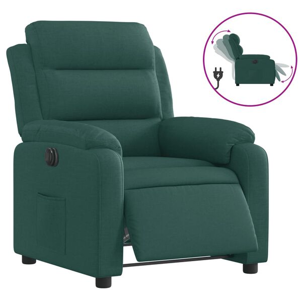 vidaXL Fauteuil inclinable &eacute;lectrique Vert fonc&eacute; Tissu