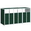 vidaXL Rangement &agrave; roulettes pour poubelles pour trois bacs vert acier
