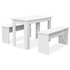 vidaXL Table de salle &agrave; manger et bancs 3 pcs Bois d'ing&eacute;nierie Blanc