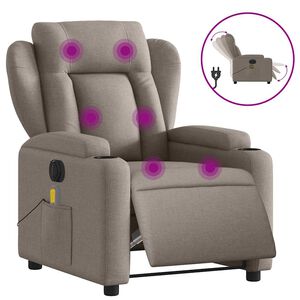 vidaXL Fauteuil de massage inclinable &eacute;lectrique Taupe Tissu