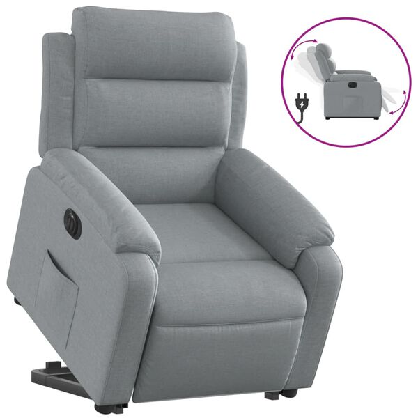vidaXL Fauteuil inclinable &eacute;lectrique gris clair tissu