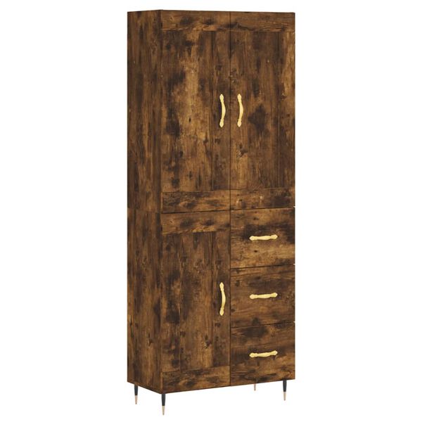 vidaXL Buffet haut Ch&ecirc;ne fum&eacute; 69,5x34x180 cm Bois d'ing&eacute;nierie