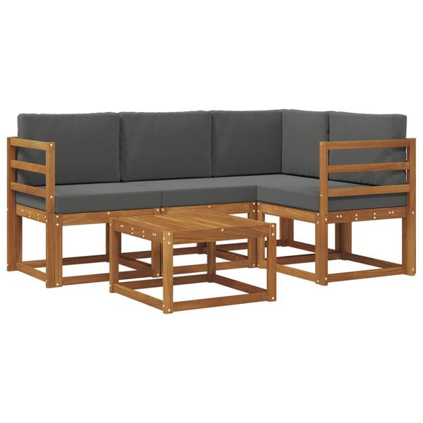 vidaXL Ensemble de canap&eacute;s d'ext&eacute;rieur 5 pcs Naturel et Anthracite