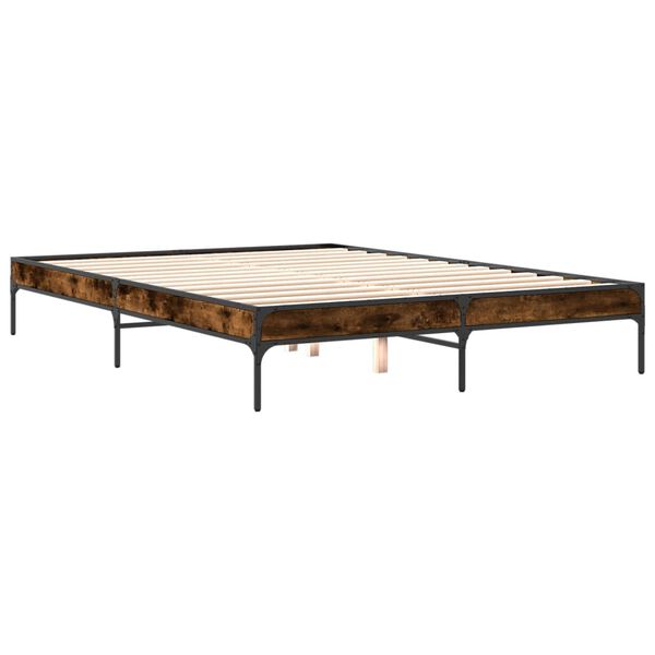 vidaXL Cadre de lit sans matelas ch&ecirc;ne fum&eacute; 150x200 cm