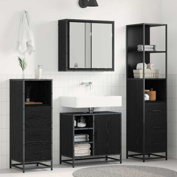 vidaXL Ensemble de mobilier de salle de bain 3 pcs Chêne noir
