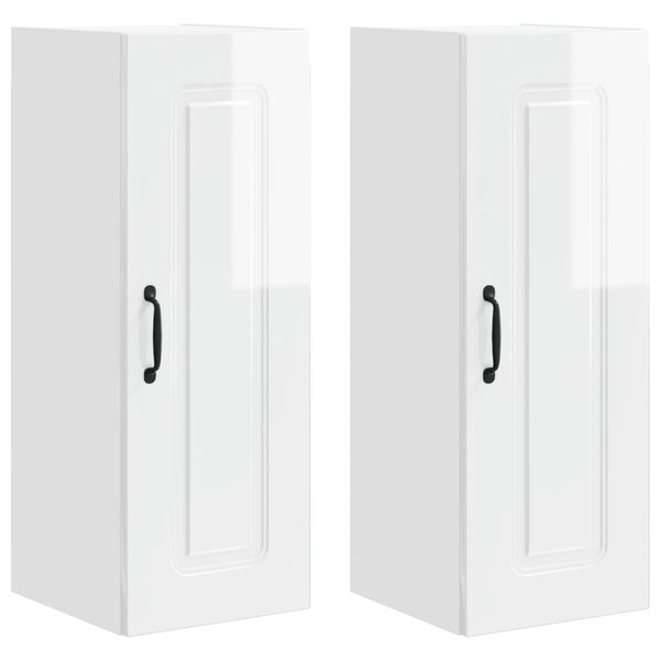 vidaXL Armoire de cuisine Kalmar 2 pcs Blanc brillant 30 x 31 x 80 cm