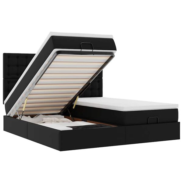 vidaXL Lit ottoman avec matelas & LED Noir 160x200cm similicuir