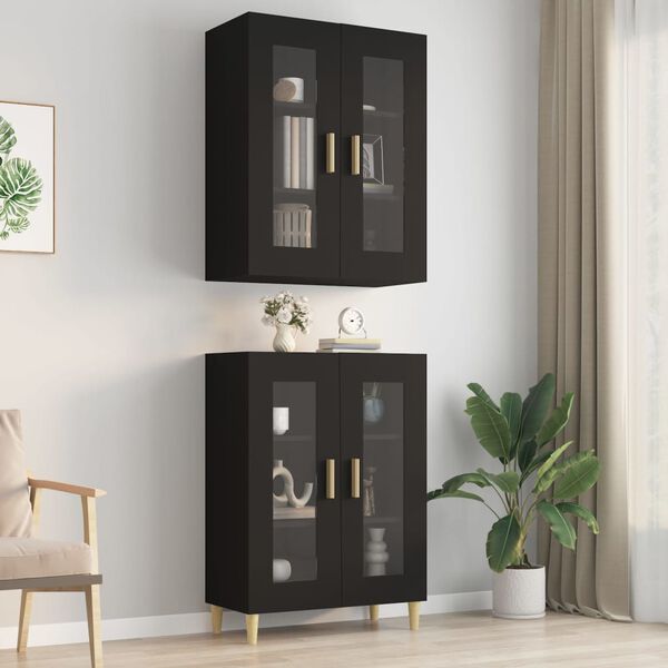 vidaXL Armoire murale suspendue Noir 69,5x34x90 cm