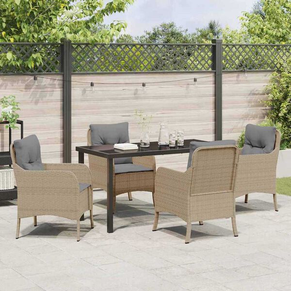 vidaXL Ensemble de salle &agrave; manger pour jardin 5 pcs Beige polyrotin