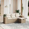 vidaXL Salon de jardin avec coussins 4 pcs beige résine tressée