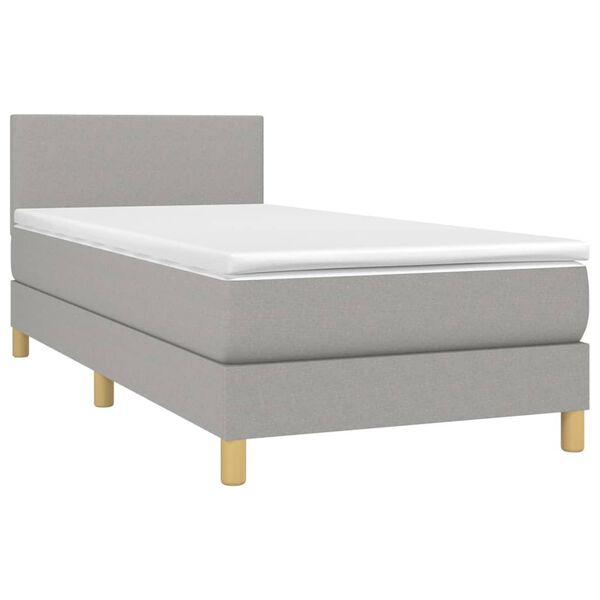 vidaXL Sommier &agrave; lattes de lit avec matelas Gris clair 100x200cm Tissu