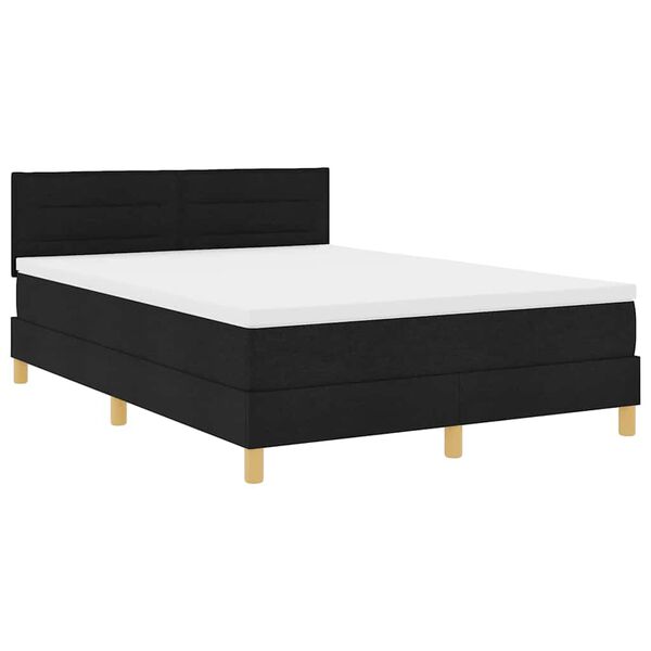 vidaXL Lit &agrave; ressorts avec matelas Noir 140 x 190 cm tissu