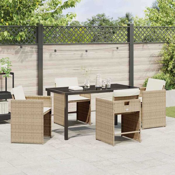 vidaXL Ensemble de salle &agrave; manger pour jardin 5 pcs Beige polyrotin