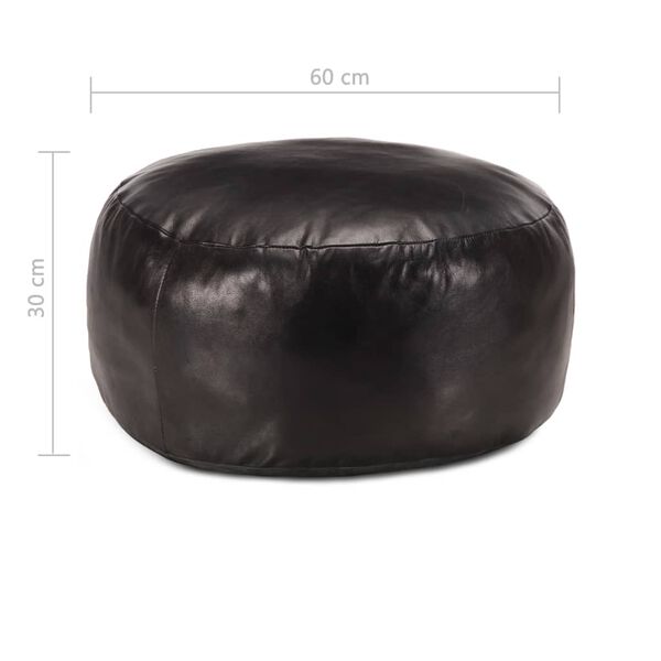 vidaXL Pouf 60 x 30 cm Noir Cuir véritable de chèvre